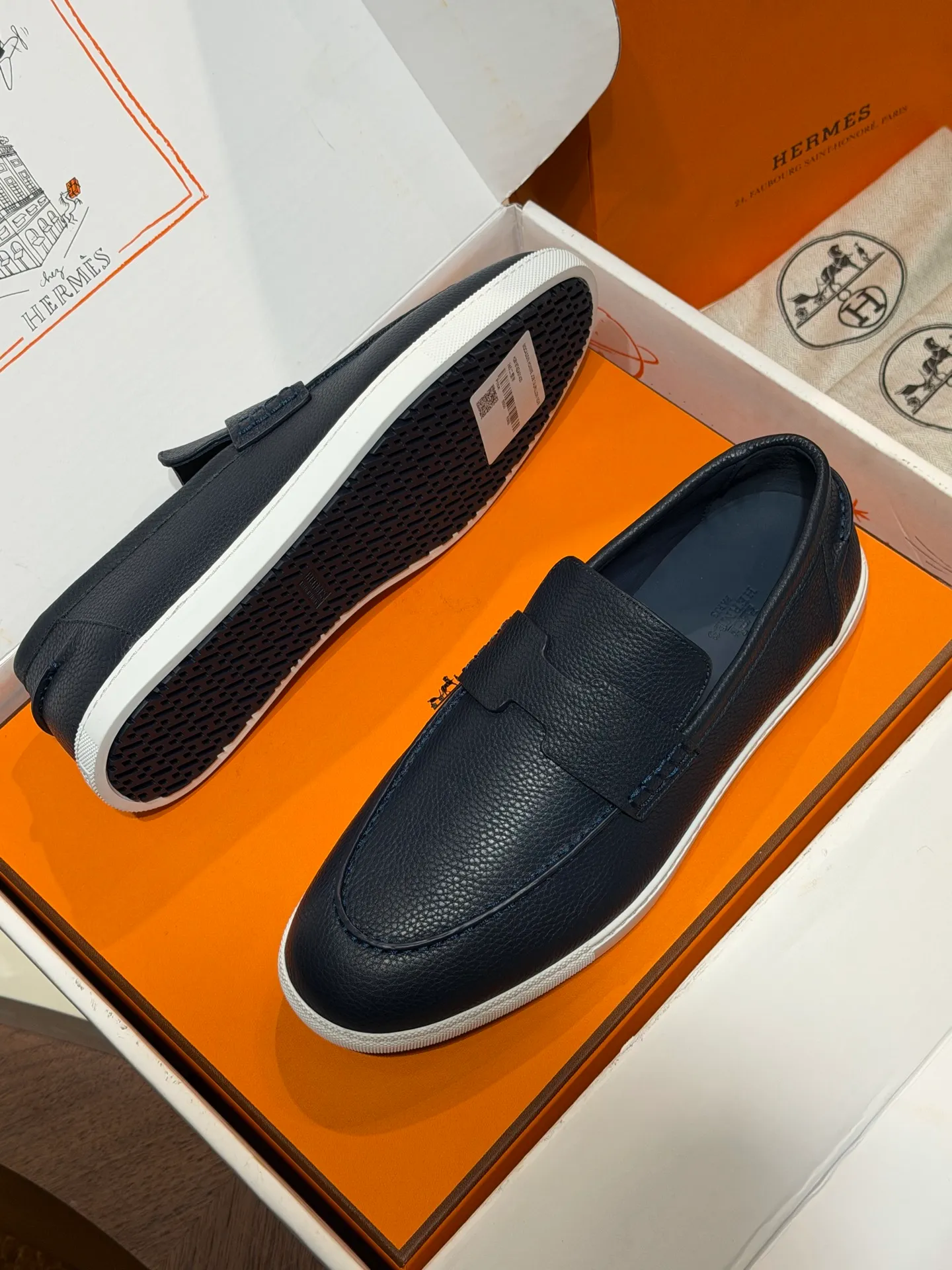 【HERMES】Top P:800💰-Size: 39-44 (38.45. Customized) H Home Freesstyle Men's Loafers Calfskin and Epsom Heritage calfskin high-top sports shoes, the soles are decorated with saddle stud buckle patterns, creating a modern urban style. Imported cowhide + cowhide lining + customized TPU outsole.